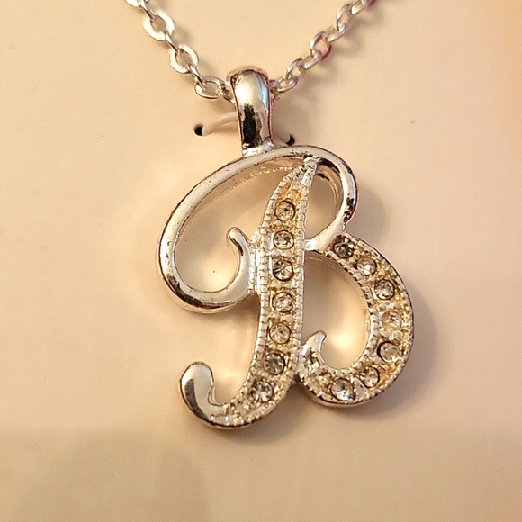 NEW Cubic Zirconia Silver-tone "B" Necklace & Earrings Set! - Picture 9 of 9